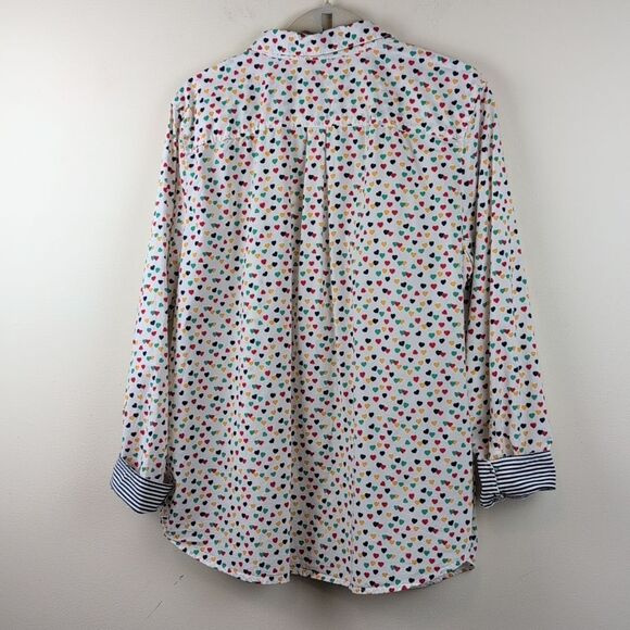 Talbot's Classic Cotton Button Front Shirt Ditsy Hearts Size XL - Picture 7 of 9
